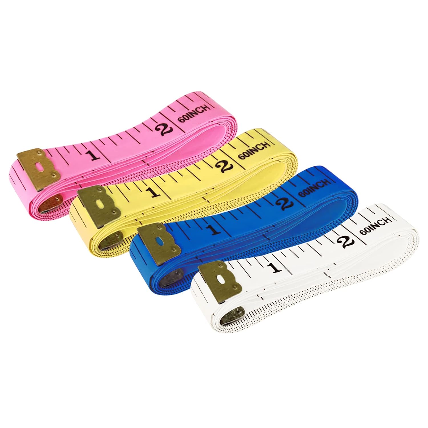 GDMINLO Paquete de 4 cintas métricas suaves de doble escala para coser cuerpo, regla flexible para pérdida de peso, medición corporal médica, regla