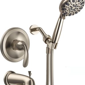 WRISIN Juego de grifo con válvula, combo de grifo de bañera y ducha, juego de grifo de bañera con rociador de mano de 4.7 pulgadas y 6 ajustes, WRISIN Juego de grifo con válvula, combo de grifo de bañera y ducha, juego de grifo de bañera con rociador de mano de 4.7 pulgadas y 6 ajustes,