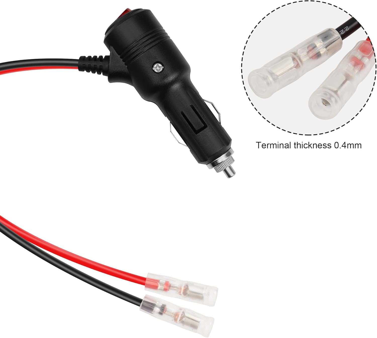 GELRHONR Enchufe macho de repuesto para encendedor de cigarrillos de 12 voltios con cables y luz LED, cable de extensión de encendedor de