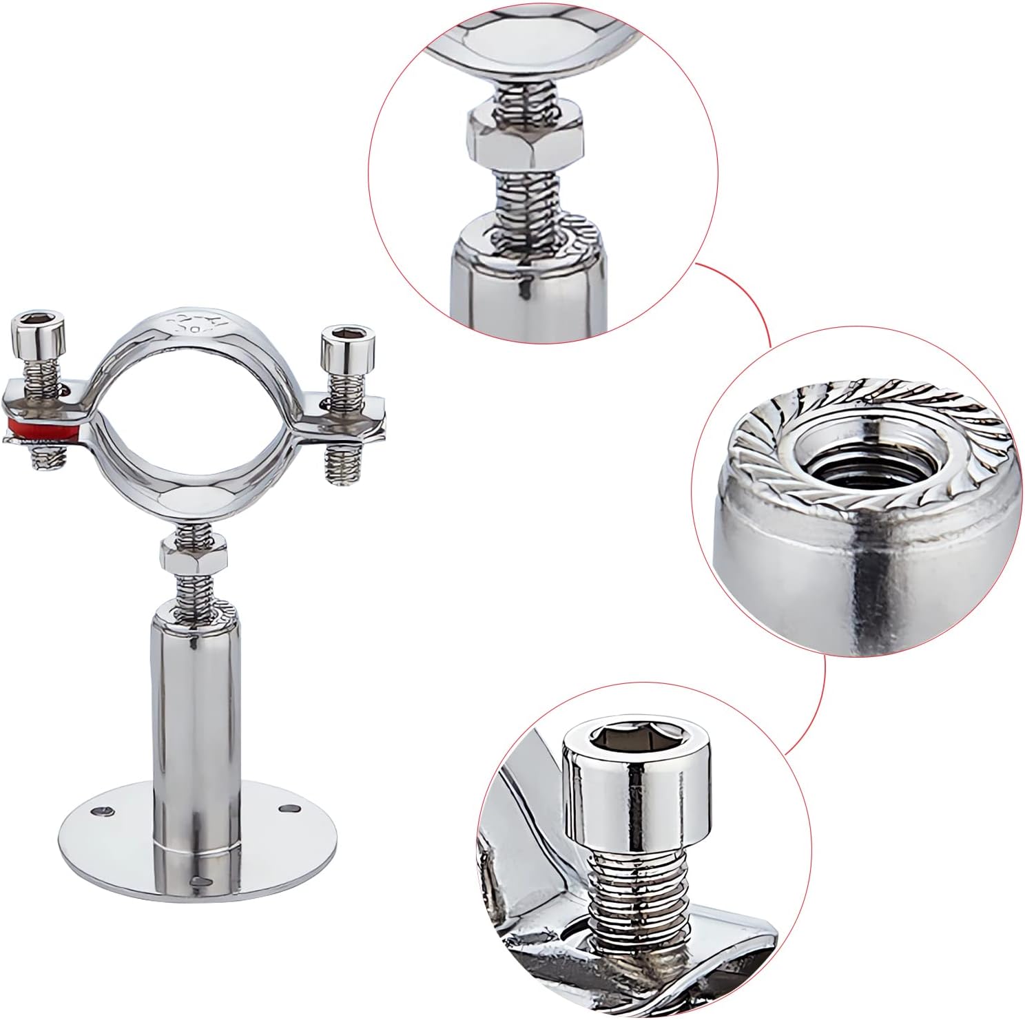 2 tubos de montaje en pared para montaje en techo, tubos de acero inoxidable 304, soporta separación de tuberías, altura ajustable de 30-60 mm