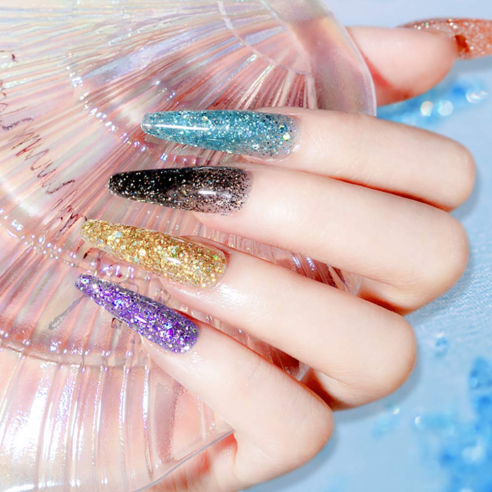 MIZHSE Kit de uñas de poligel, 8 colores, gel constructor de extensión de uñas, kit profesional de poligel con purpurina, morado, azul, rosa, rojo,
