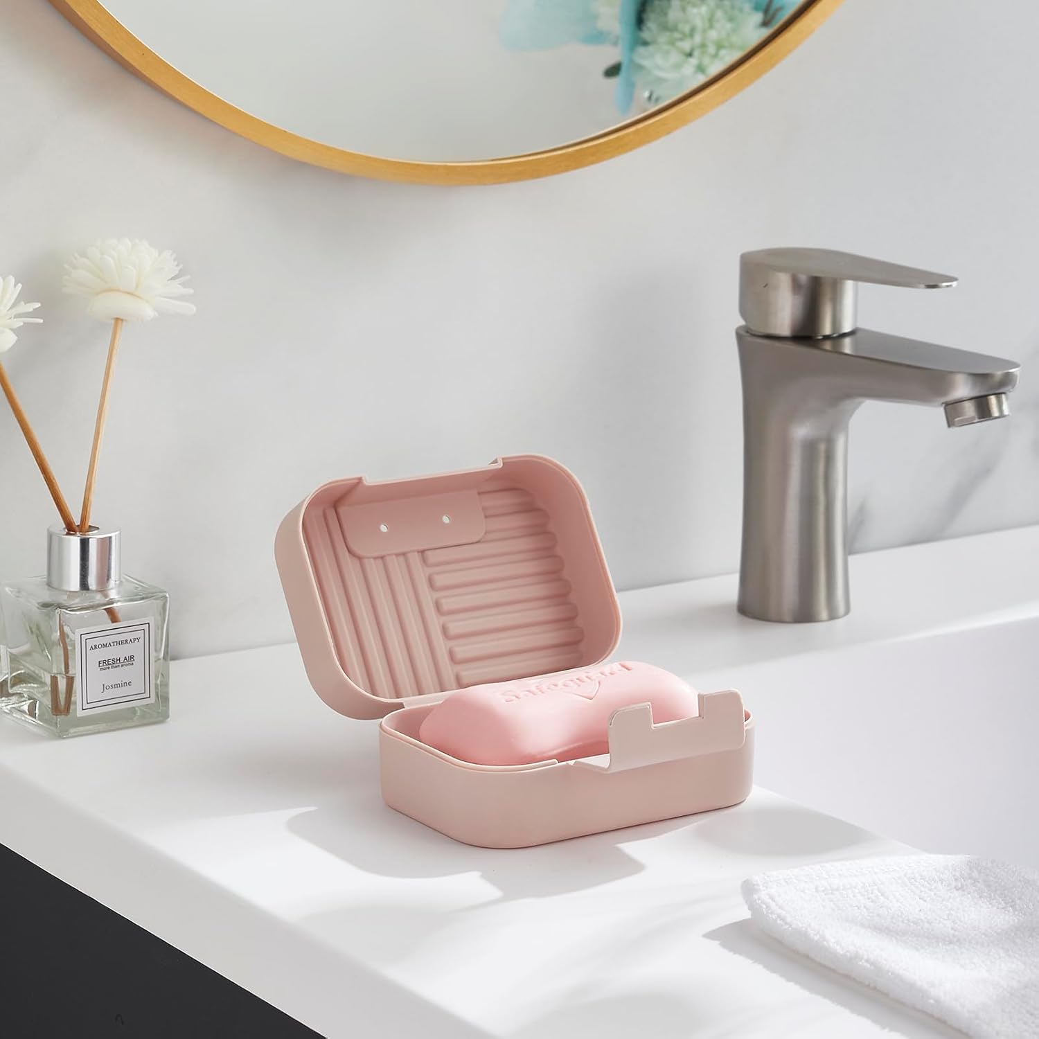 INIUNIK Paquete de 3 soportes para jabón, estuche de jabón de viaje, contenedor de jabón de viaje con tapa, caja de jabón, soporte para barra de