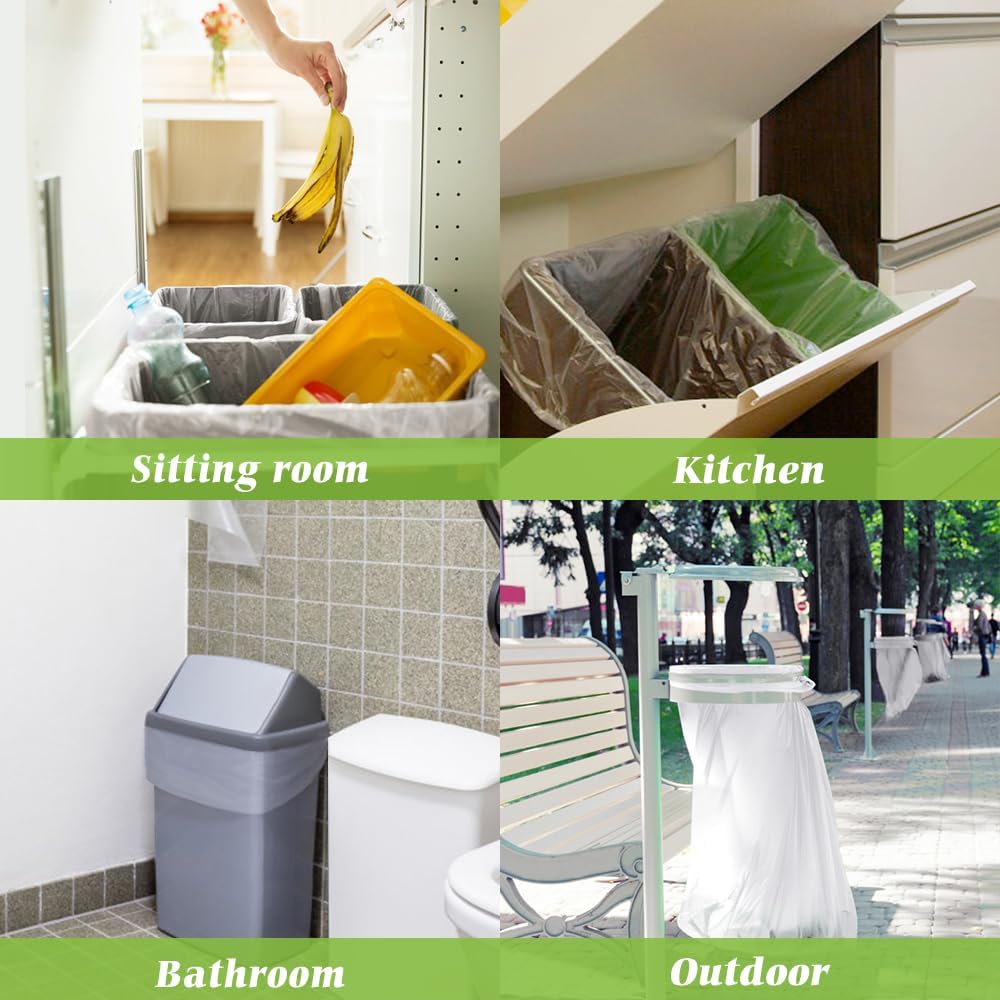 10 Gallon 60 Counts Strong Trash Bags Garbage Bags by Teivio, Bathroom Trash Can Bin Liners, Plastic Bags for home office kitchen, Clear