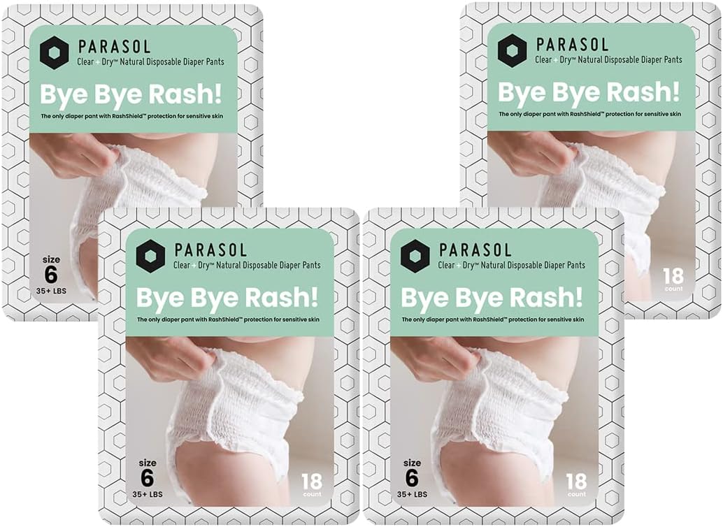 PARASOL Clear+Dry – Pantalones de pañales de entrenamiento natural  Ingredientes puros, tinta a base de agua, tela no tejida con excelente sello
