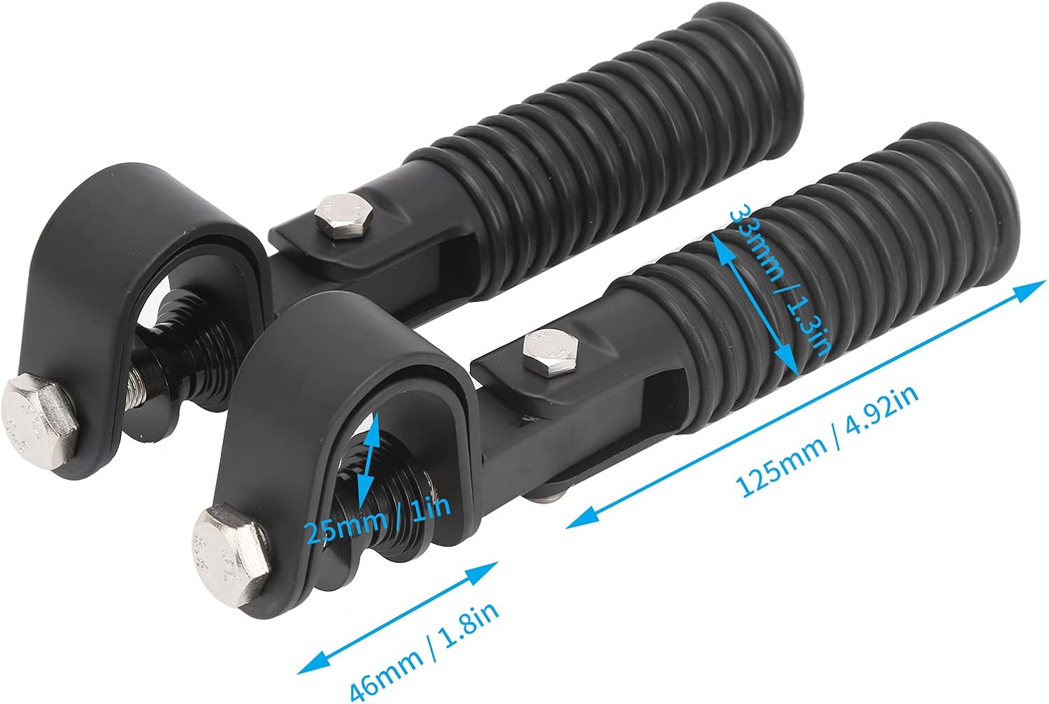 KIMISS Estriberas universales de motocicleta para barras de choque, soportes de clavijas plegables de 1 pulgada para autopista de 1 pulgada (negro)