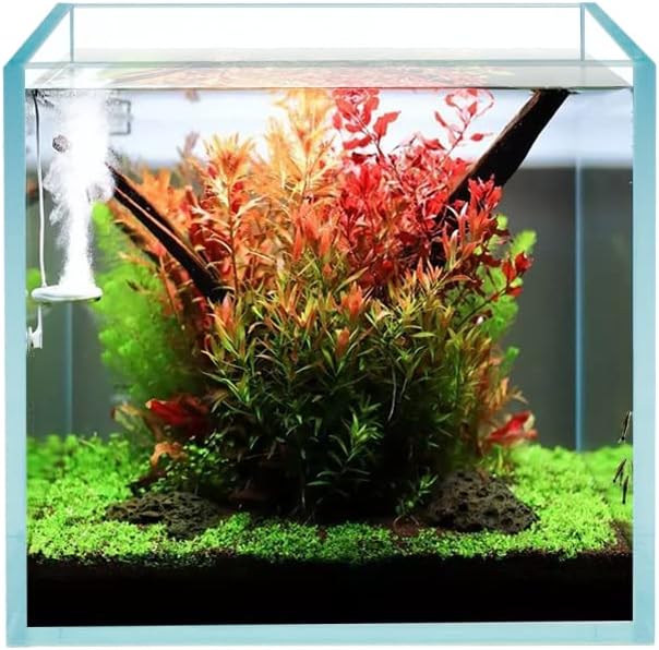 Cubo sin marco sin marco extra transparente todo acuario de vidrio, tanque de vidrio bajo de hierro, vidrio de 0.197 in, alfombrilla de nivelación