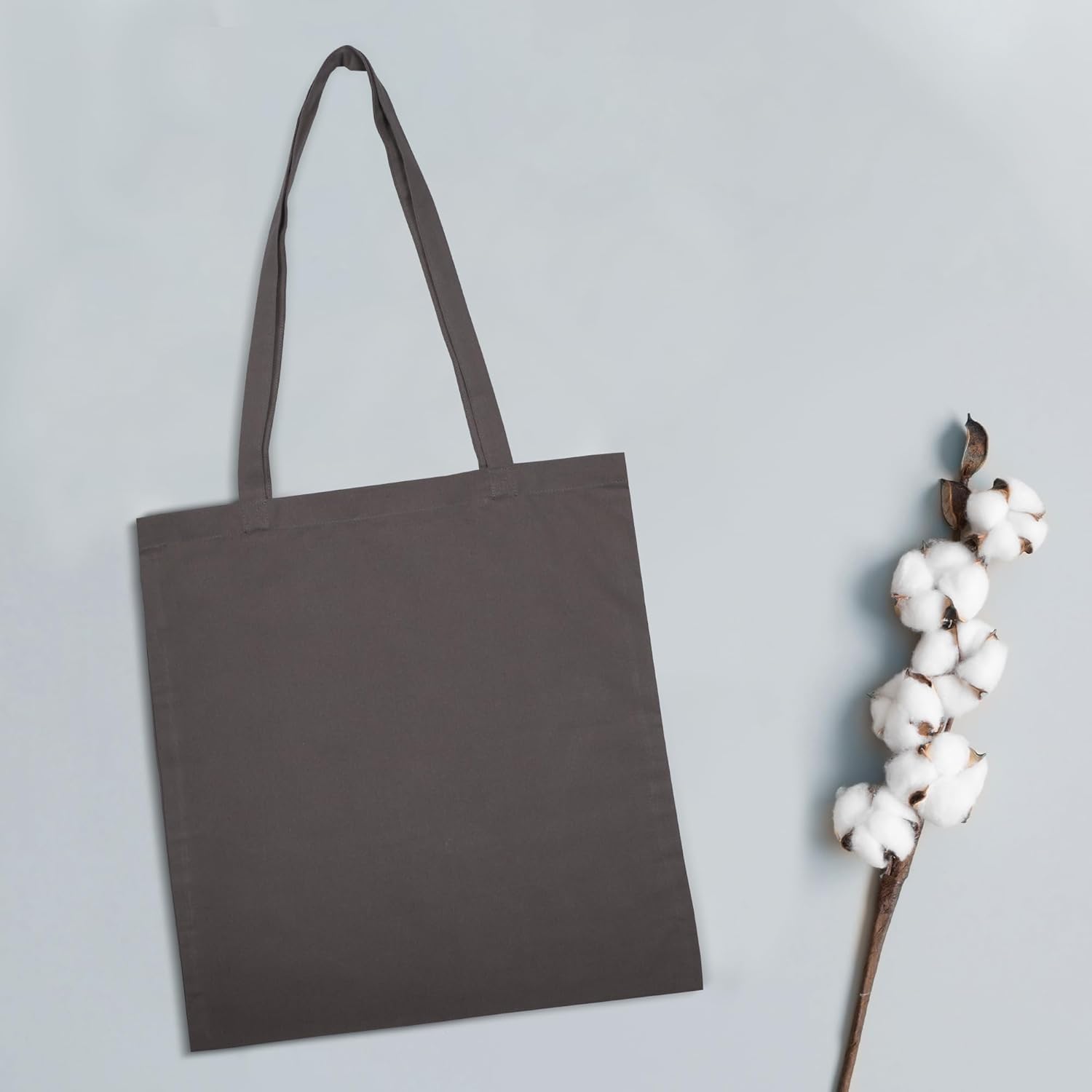 Urban Villa Paquete de 72 bolsas de comestibles reutilizables de 15 x 16 pulgadas con mango largo de 27 pulgadas, color gris, 100% algodón, bolsas