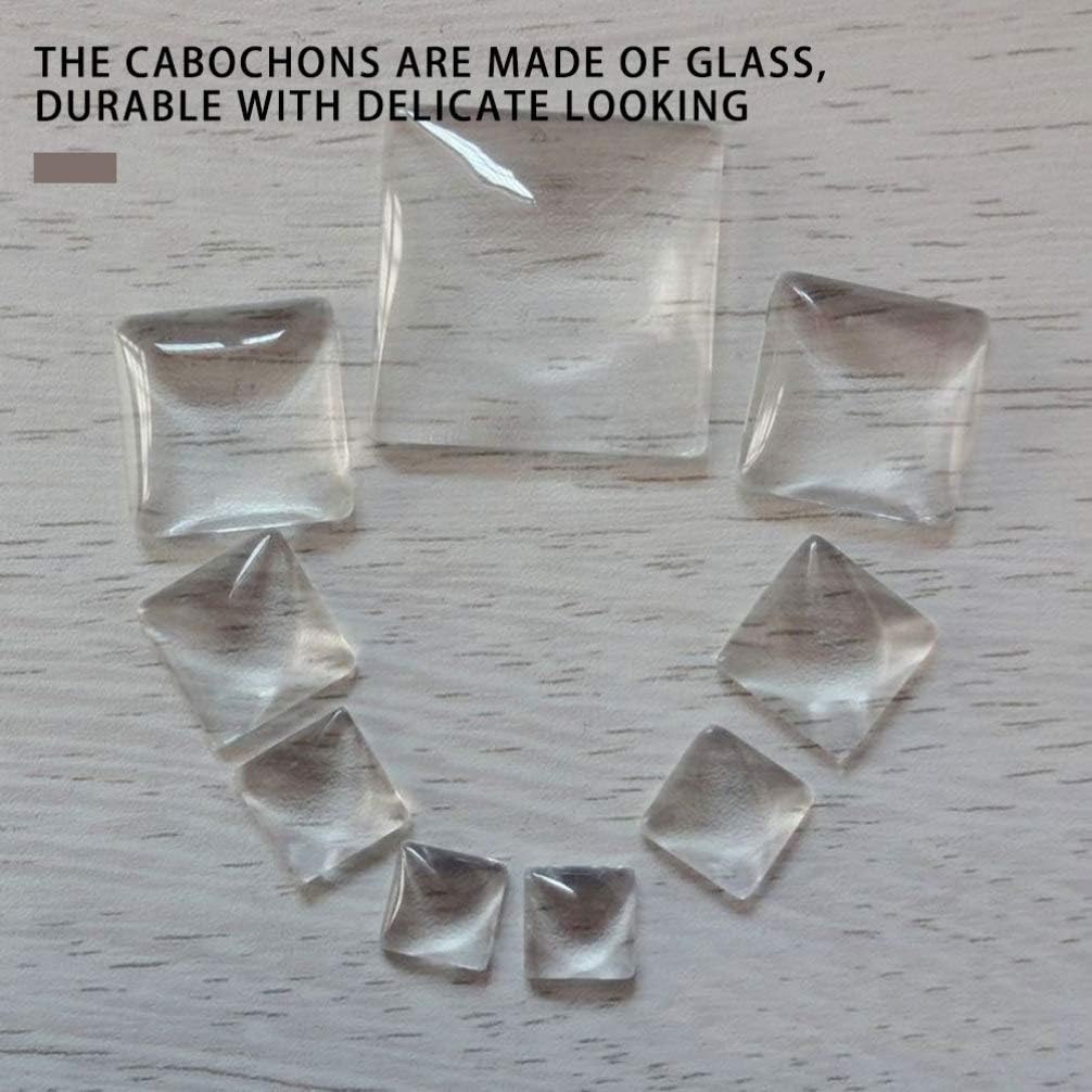 EXCEART 100 piezas de cabujones de cúpula de vidrio cuadrado con parte trasera plana de cristal transparente para foto colgante de joyería artesanal