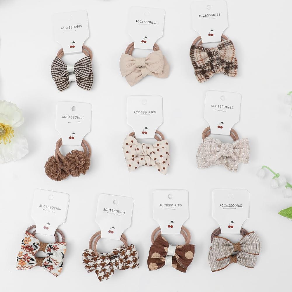 20 ligas elásticas para el cabello con lazos, soporte para cola de caballo pequeño de 2 pulgadas, banda de goma pequeña boutique para niños