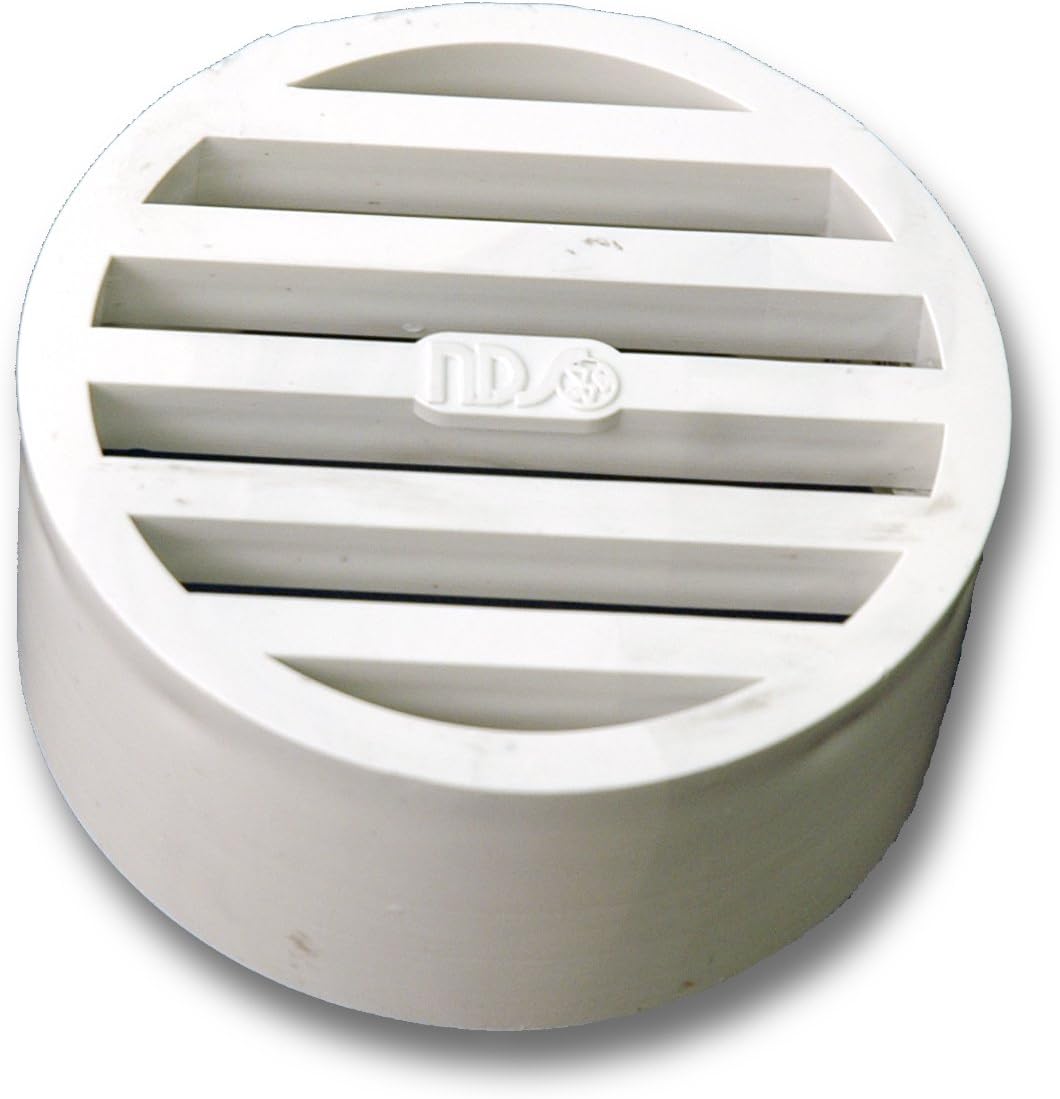 NDS 9P11, rejilla redonda de 4 pulgadas, se adapta a accesorios de drenaje y alcantarillado de 4 pulgadas, PVC, blanco