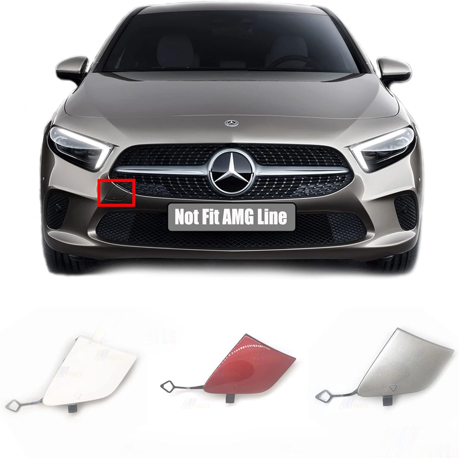 Cubierta de remolque delantera para Mercedes-Benz Clase A Z177 W177 A160 A170 A180 A200 A220 A250 2019 2020 2021 Tapa de gancho de parachoques