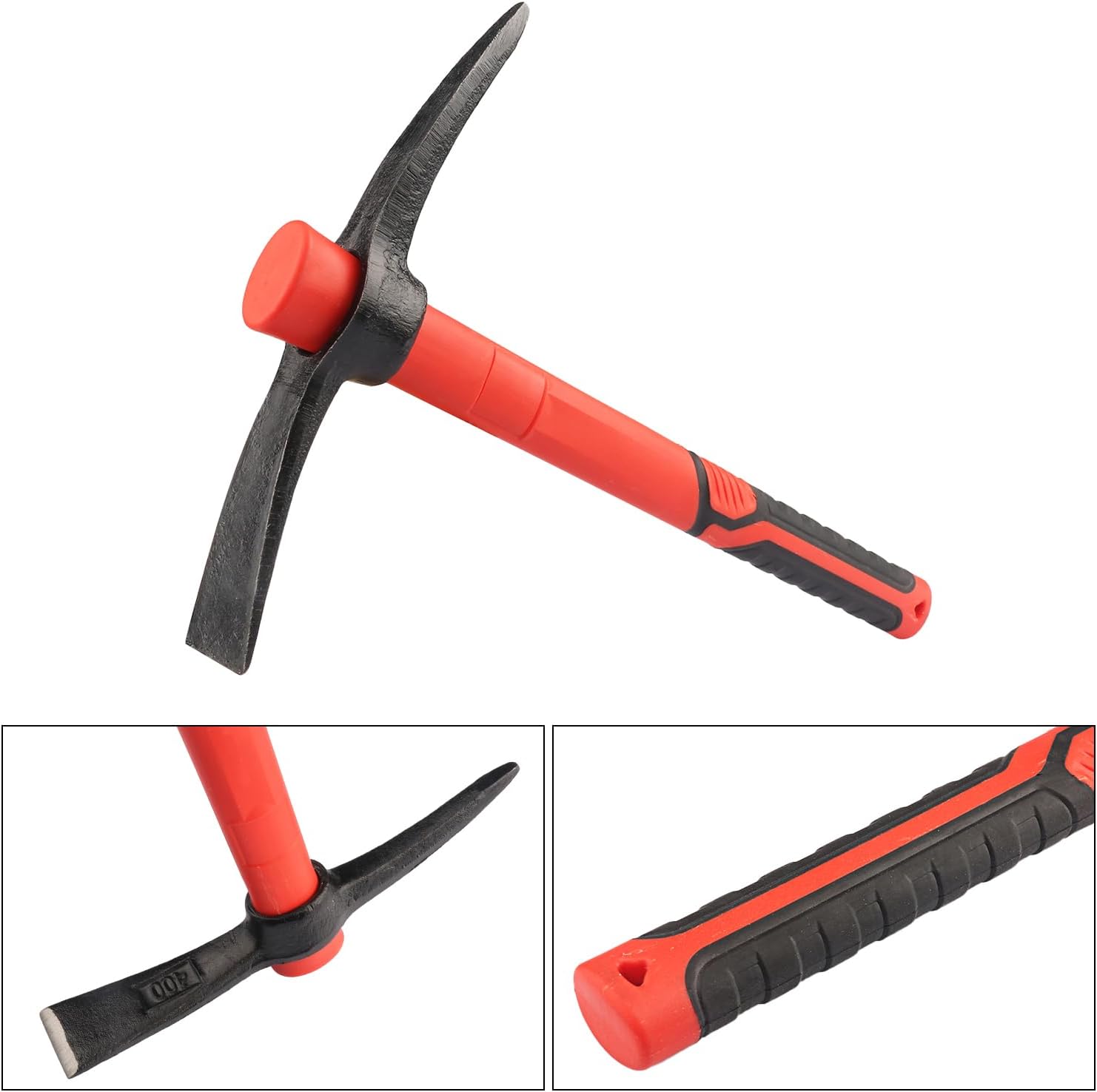 Azada de mattock de 15 pulgadas, hacha forjada de selección de jardín con mango de fibra de vidrio, azada Mattock para aflojar el suelo, jardinería,