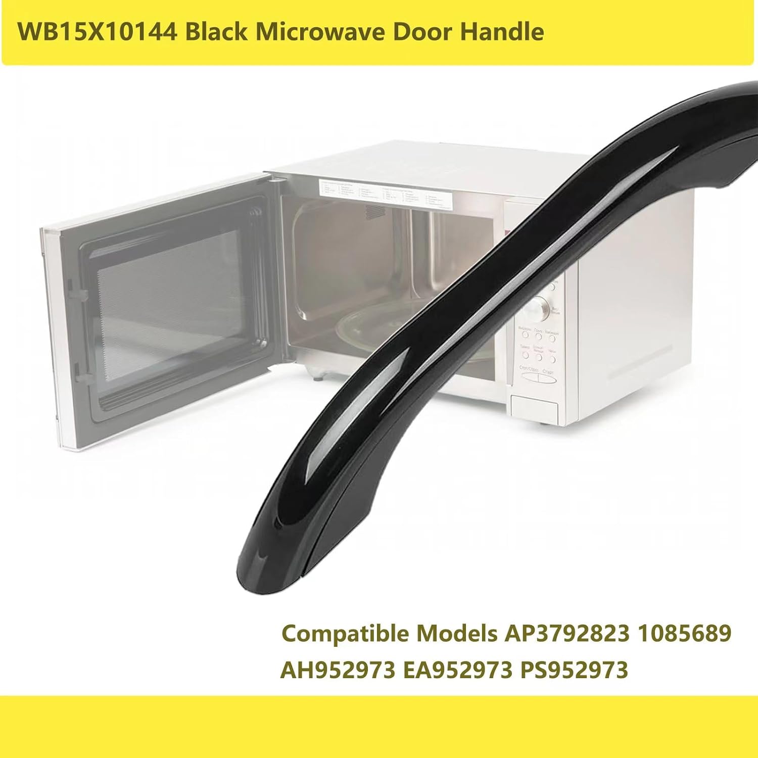 WB15X10144 Manija de puerta de microondas compatible con ge negro reemplazo de piezas de manija de puerta de microondas ap3792823 ah952973