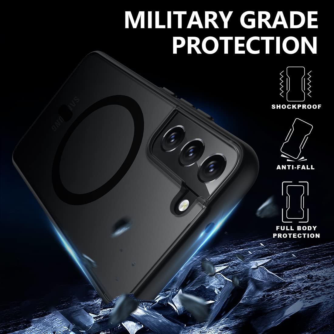 TIANNIUKE Funda magnética para Samsung Galaxy S22, translúcida mate antihuellas, compatible con MagSafe, ajuste delgado, a prueba de golpes, funda
