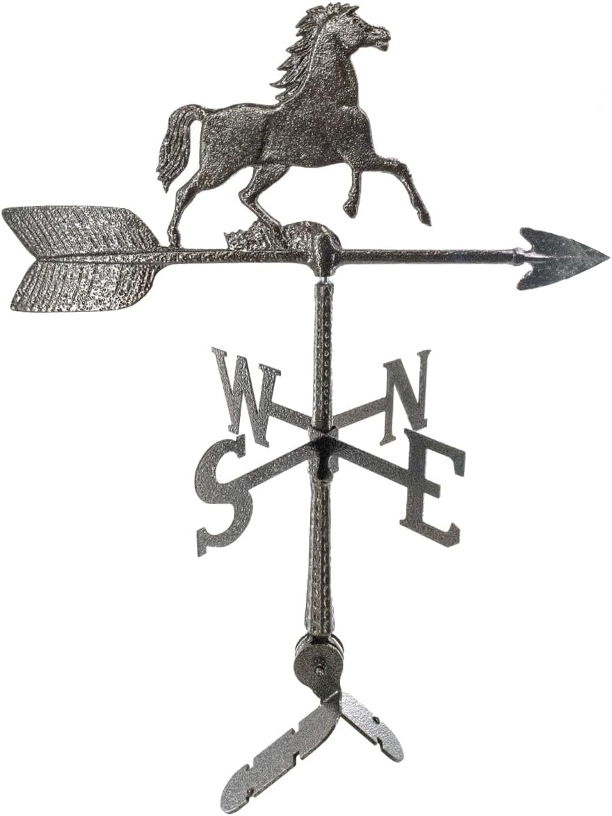 Veleta de caballo de aluminio de 24  – Veleta al aire libre con adorno – Decoración de techo de metal – Montaje incluido (4 a elegir) – Veleta de