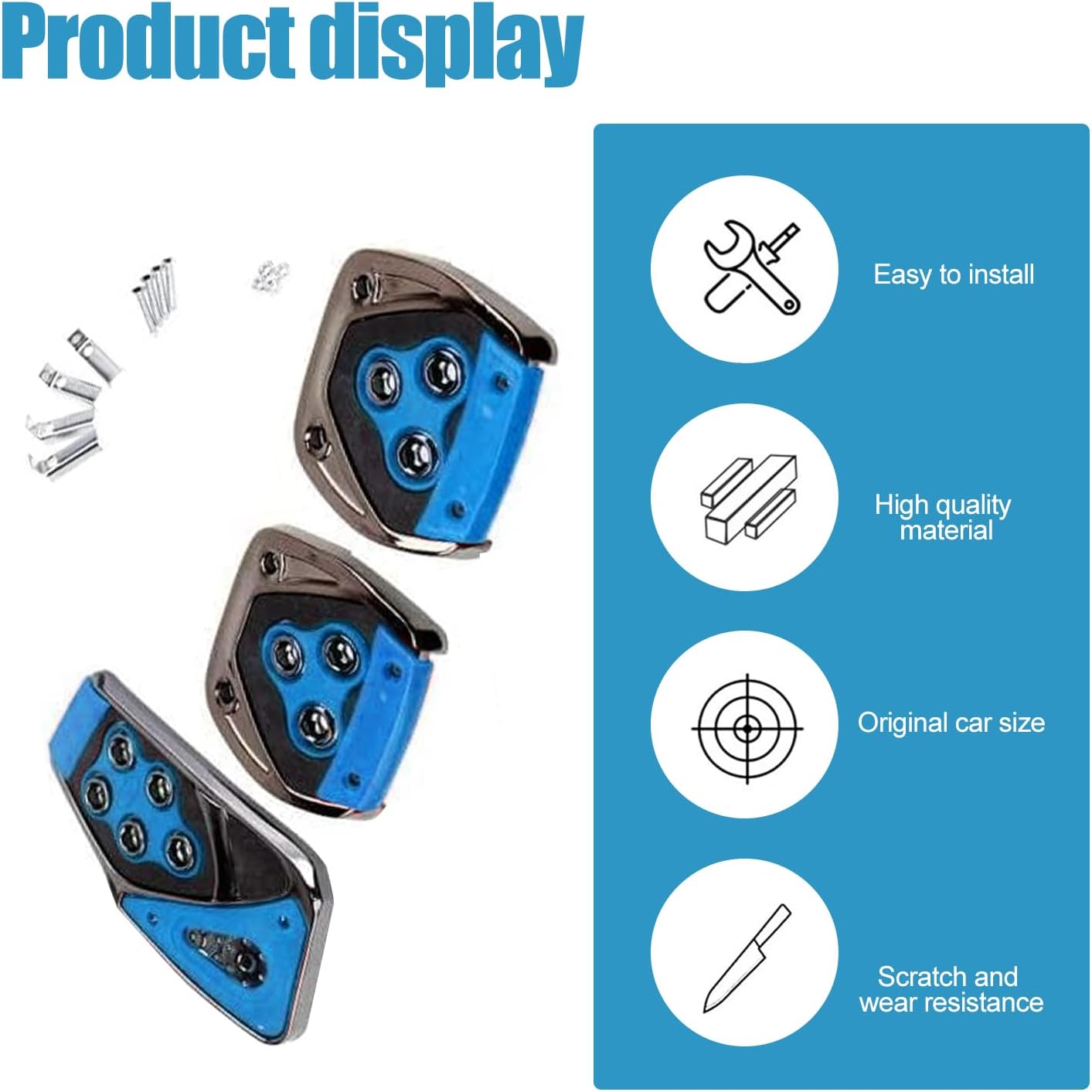 Hawyet Juego de 3 pedales de transmisión manual de automóviles, fundas de pedal de automóvil ABS, juego de pedal de automóvil, fundas