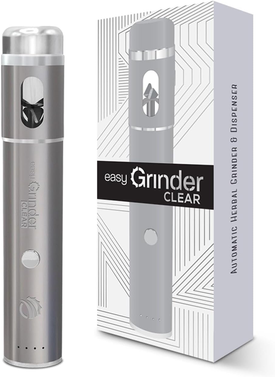 Easy Grinder – Molinillo de café eléctrico de plata de cristal transparente para hierbas, hojas de acero inoxidable