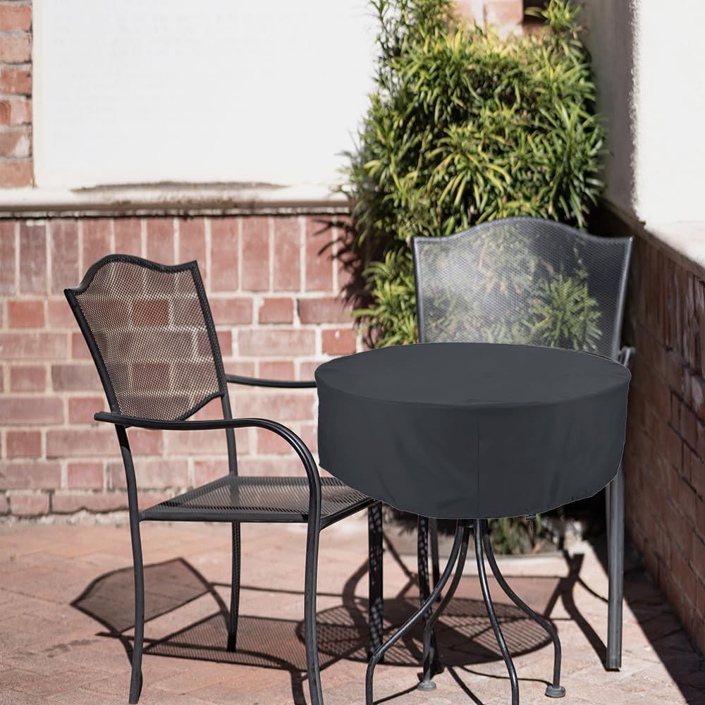 Funda de mesa redonda impermeable 600D adecuada para mesa redonda de patio, cubierta antidecoloración para muebles de exterior mesa redonda (redonda