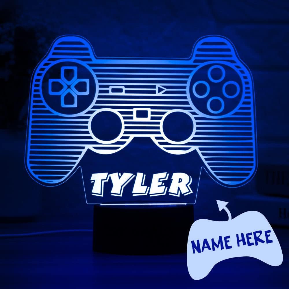 Soview Luz nocturna con nombre personalizado, lámpara táctil de máquina de juegos USB, regalo decorativo para niños y niñas, LED multicolor, los