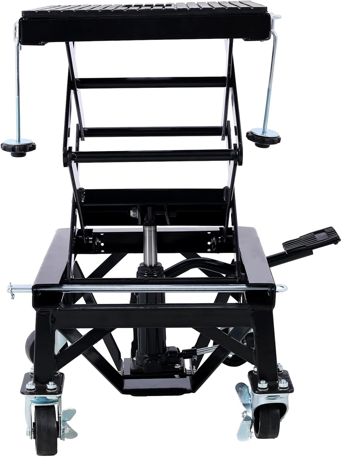 Mesa elevadora hidráulica para motocicleta, gato hidráulico de tijera para motocicleta de 300 libras con ruedas giratorias, mesa elevadora portátil,