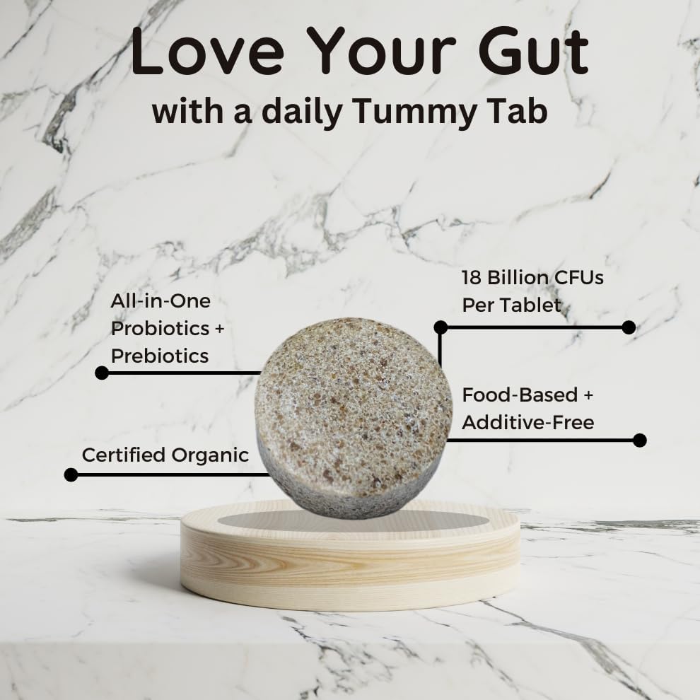 Sunbiotics Tummy Tabs – Probiótico de vainilla con prebióticos 18 mil millones de UFC, 4 cepas probióticas, suplemento probiótico diario, sin OMG,