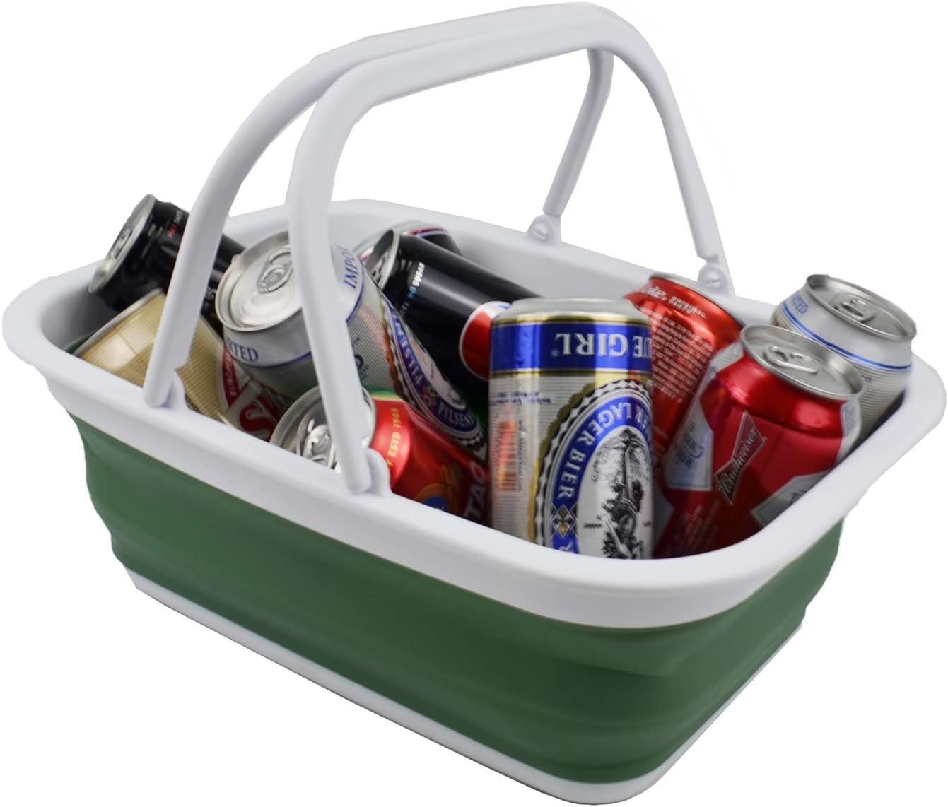 SAMMART Tina plegable con asa de 9.2 litros (2.37 galones), cesta de picnic portátil al aire libre, lavabo plegable para lavar platos, campamento,