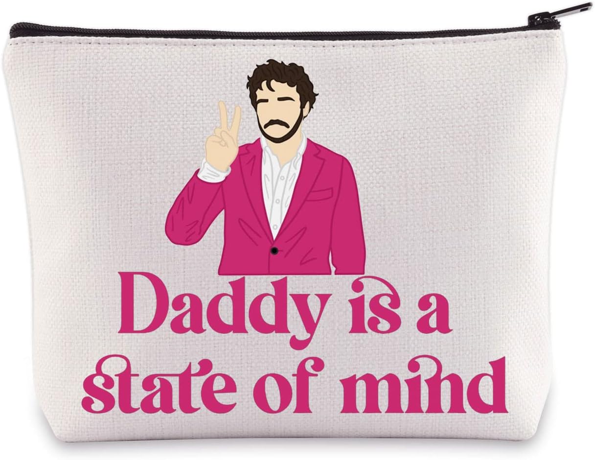 Pedro Bolsa de maquillaje cosmético Actor Fans de la película Regalos Daddy Is A State Of Mind Makeup Zipper Bag Actor Quote Merchandise, Daddy Is