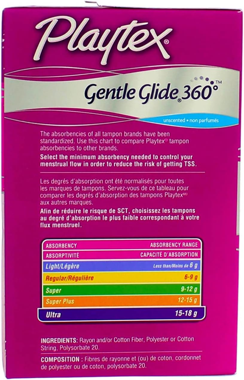 Playtex Gentle Glide – Tampones sin perfume, ultra absorbencia, 36 unidades (paquete de 6)