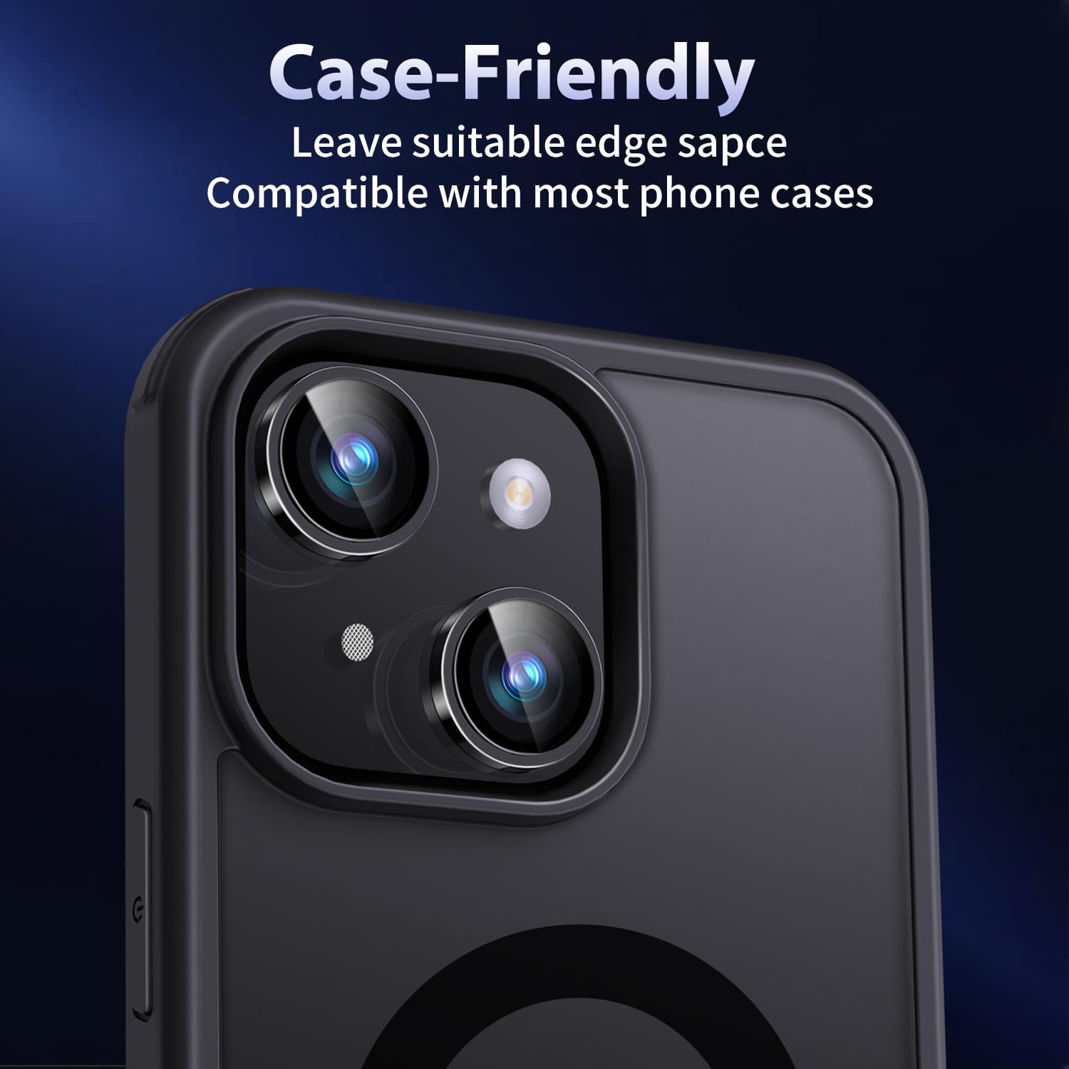 Matekxy Paquete de 2 protectores de lente de cámara para iPhone 1515 Plus1414Plus, cubierta de anillo individual de metal, vidrio templado