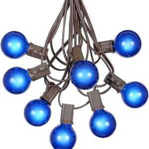 Guirnalda de luces G40 para patio con 25 bombillas de globo azul, luces colgantes de jardín, luces vintage para patio trasero, luces de cadena para Guirnalda de luces G40 para patio con 25 bombillas de globo azul, luces colgantes de jardín, luces vintage para patio trasero, luces de cadena para