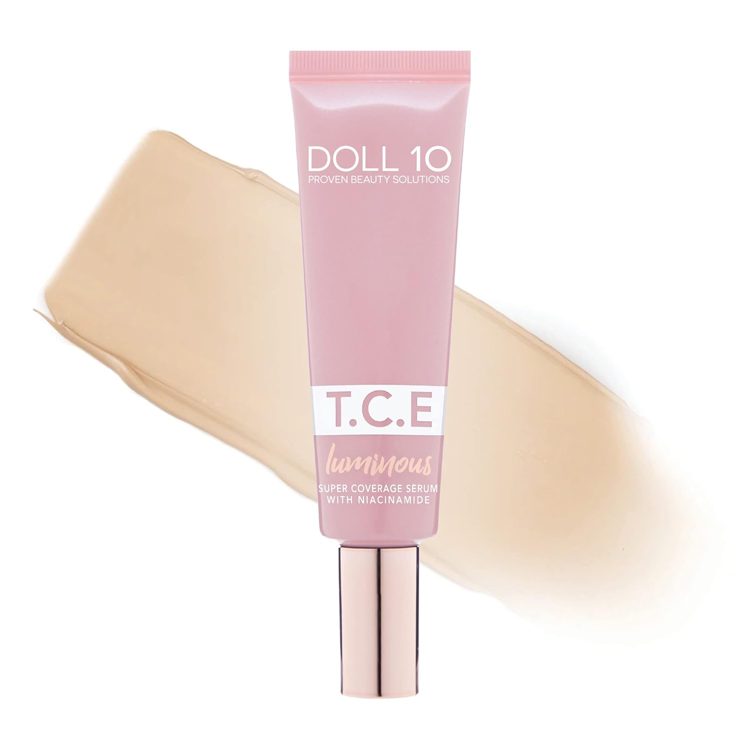 Doll 10 TCE – Suero luminoso de súper cobertura con niacinamida, maquillaje de base tintada de cobertura completa (ligero)