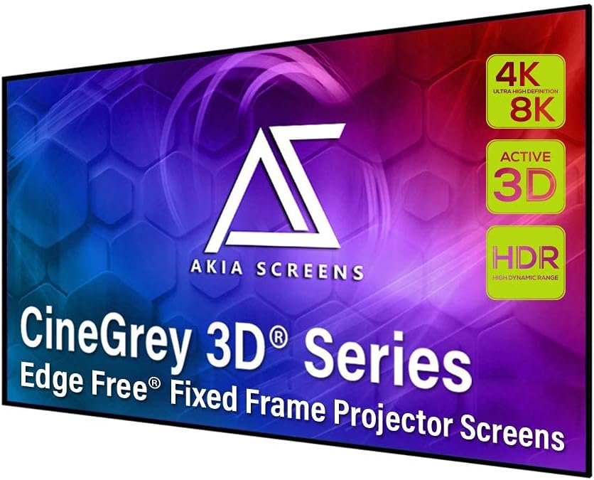 Akia Screens ALR Projector Screen 103 inch 169 4K Standard Throw Projection, High Contrast, Ceiling Ambient Light Rejecting Screen, Edge Free Fixed