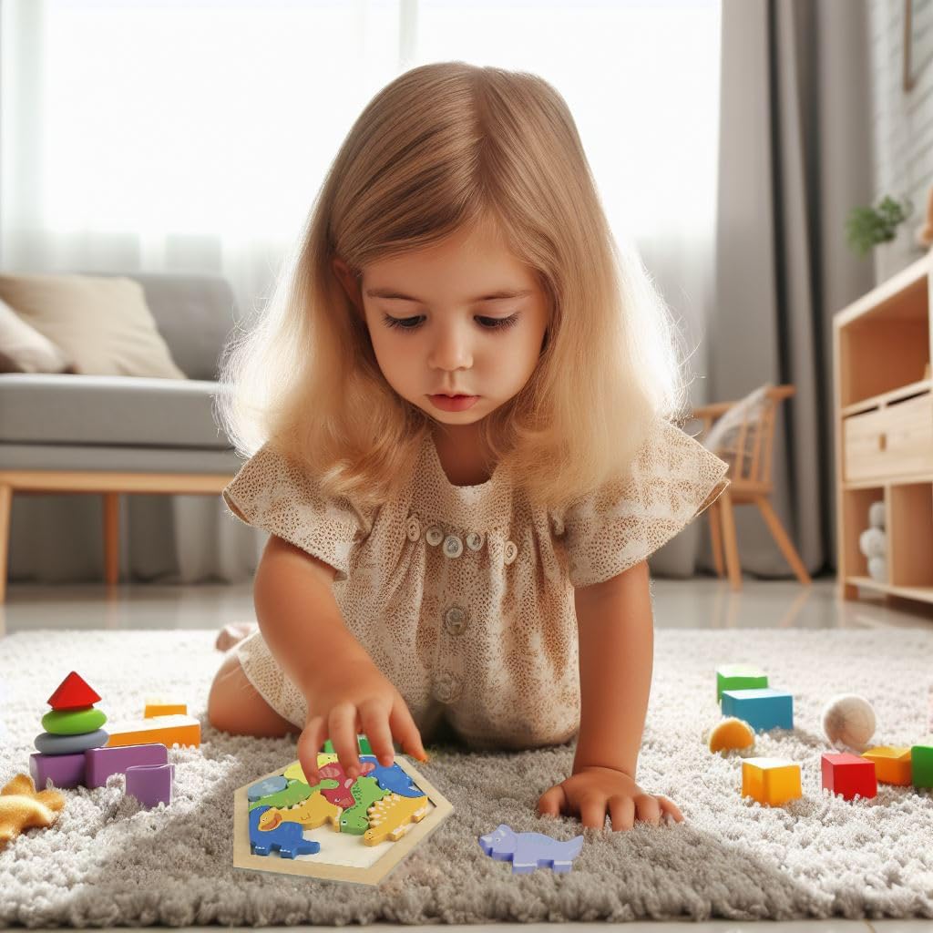 Rompecabezas de madera de dinosaurio para niños pequeños, juguete educativo de aprendizaje para niños de 3, 4 y 5 años de edad, rompecabezas de