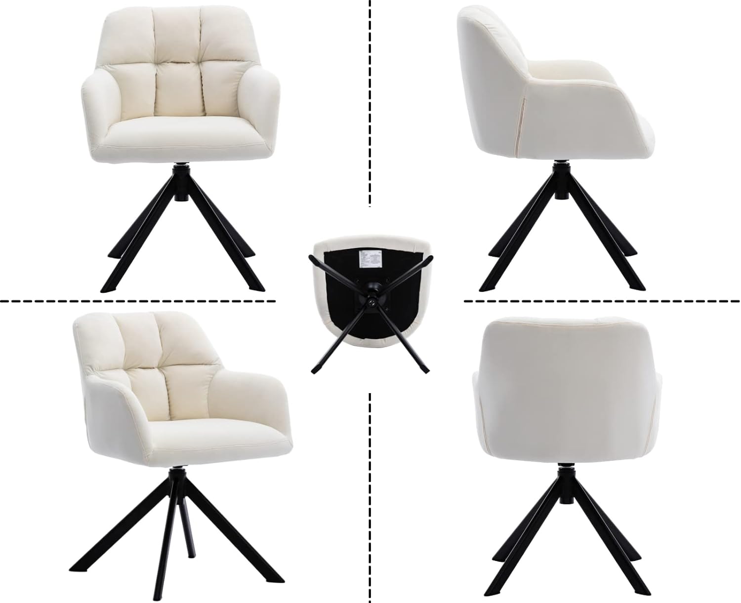 Lei Yu Shunzhi Cómoda silla giratoria de escritorio con acento de terciopelo sin ruedas, tarea de computadora con brazo de respaldo medio para
