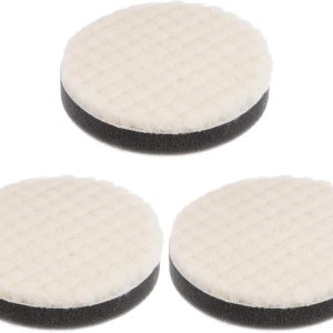 3 almohadillas de pulido de lana, esponja de fieltro de 3 pulgadas, almohadilla de cera de automóvil, rueda de pulido de gancho y bucle con agujero 3 almohadillas de pulido de lana, esponja de fieltro de 3 pulgadas, almohadilla de cera de automóvil, rueda de pulido de gancho y bucle con agujero