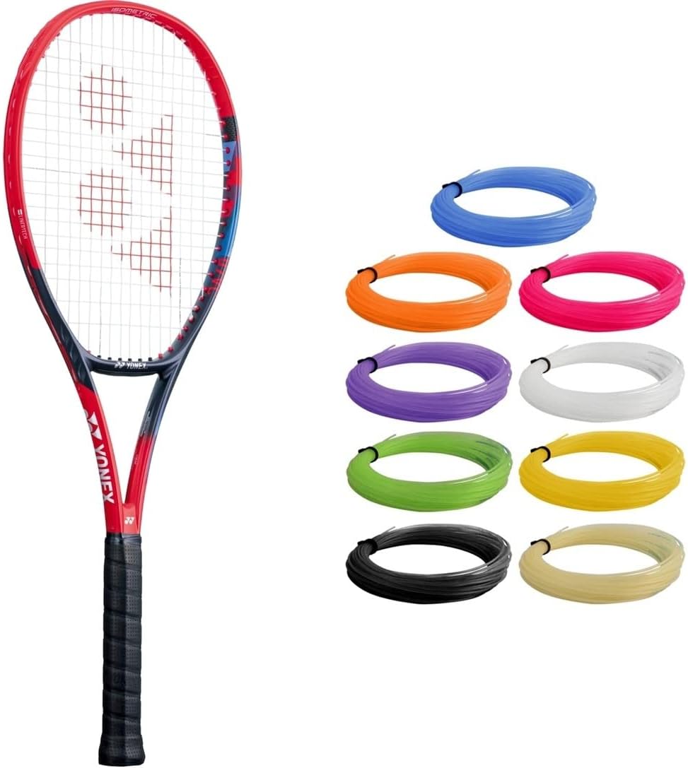 Yonex VCORE 95 Scarlet – Raqueta de tenis de 7 generación, encordada con cuerda sintética para raqueta en tu elección de colores, giro preciso y