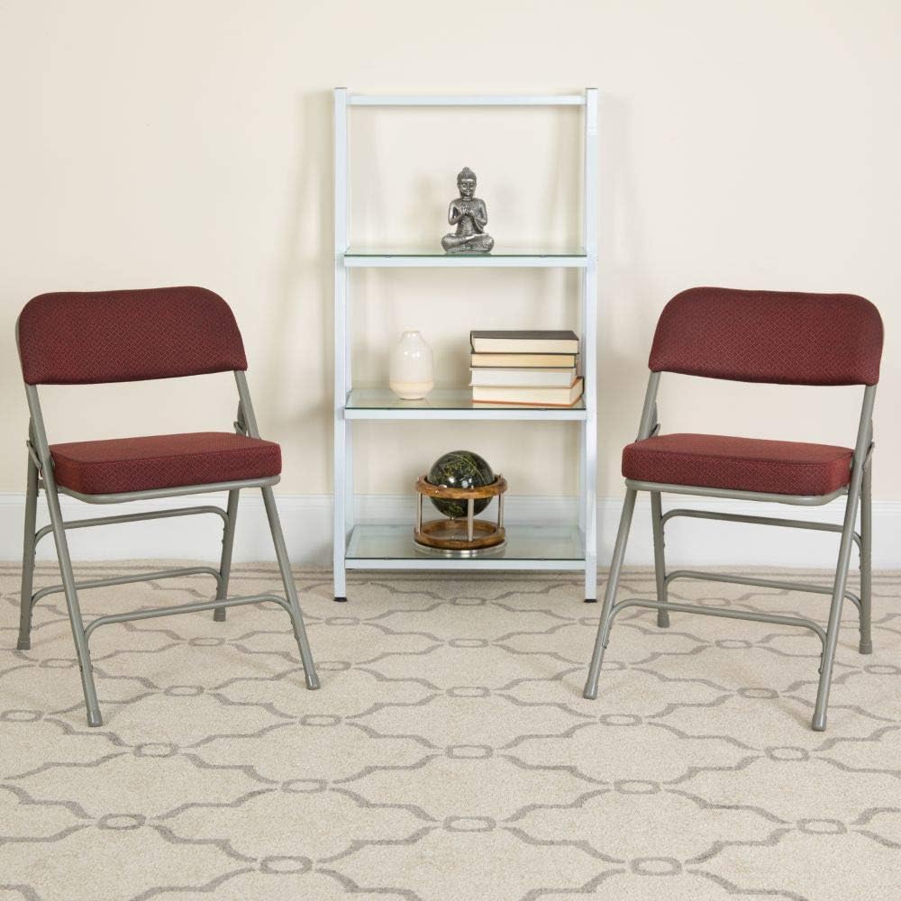Flash Furniture HERCULES Series – Silla plegable de metal de tela burdeos con doble bisagra, curvada, de alta calidad, de la serie HERCULES