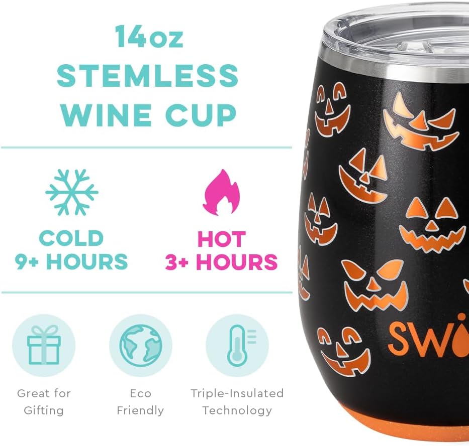 Swig – Vaso de vino de 14 onzas, vaso de vino aislado con tapa, apto para lavavajillas, vasos de vino de acero inoxidable para mujeres, copas de