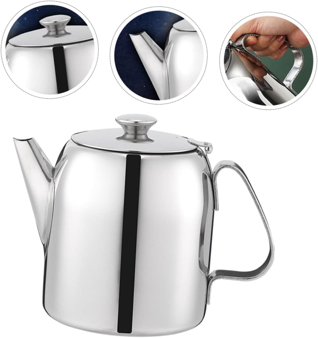 Housoutil Hotpot Tetera de acero inoxidable comercial pequeña tetera portátil de viaje