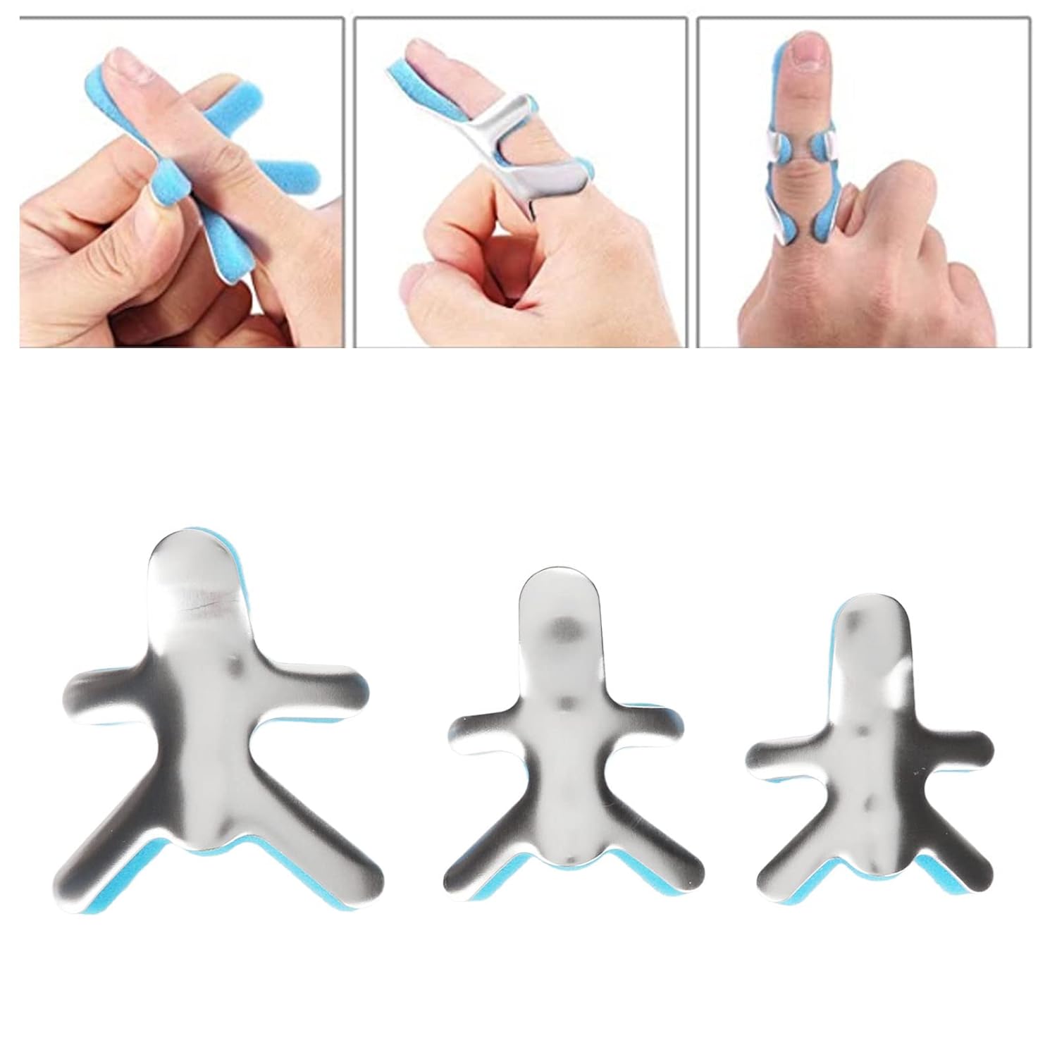 3 férula de dedo tipo rana, soporte de aluminio para enderezar el dedo, soporte de enderezamiento de dedos, soporte de fijación de rana para dedos