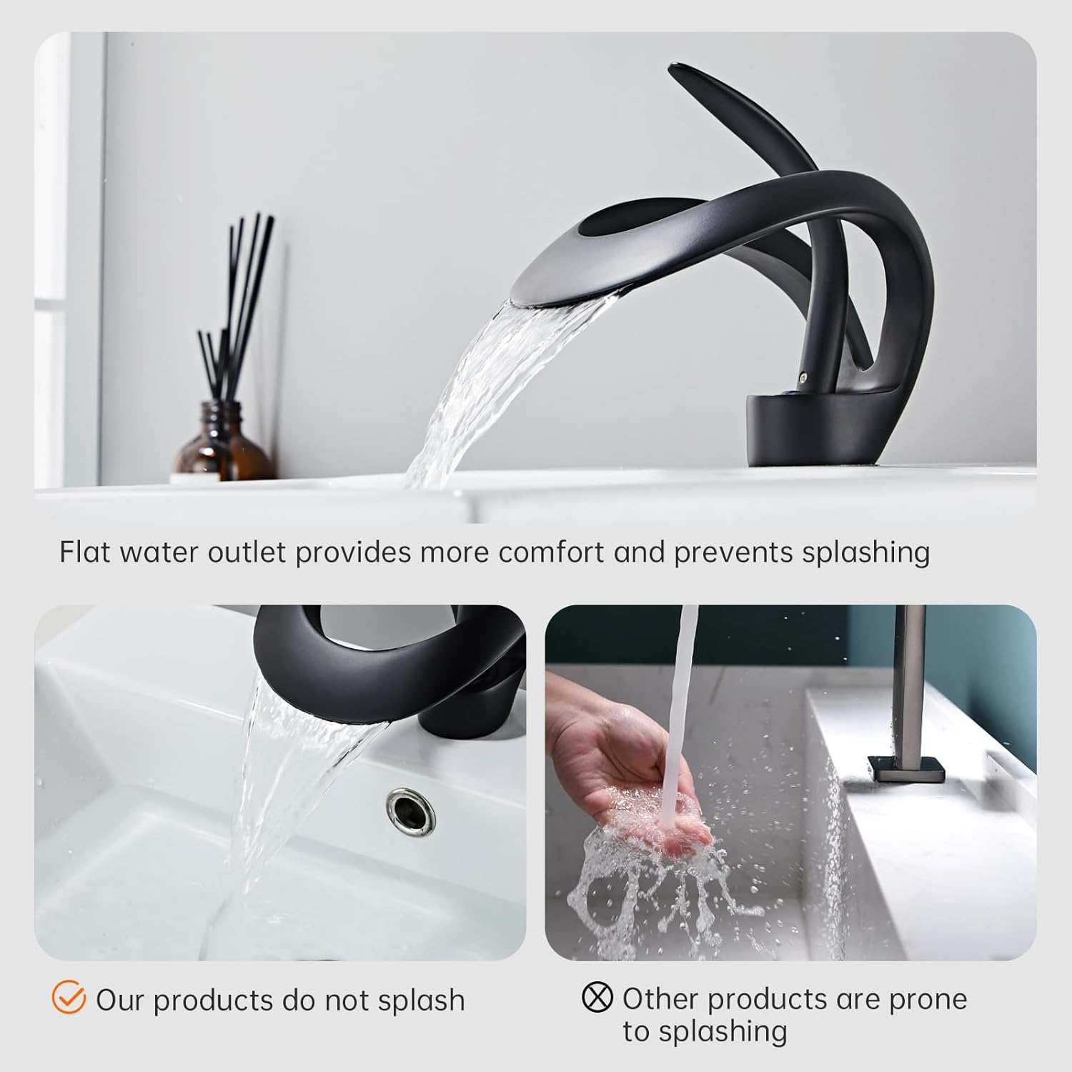 Moderno grifo de lavabo de baño de 1 agujero negro sola manija grifo de lavabo (negro)