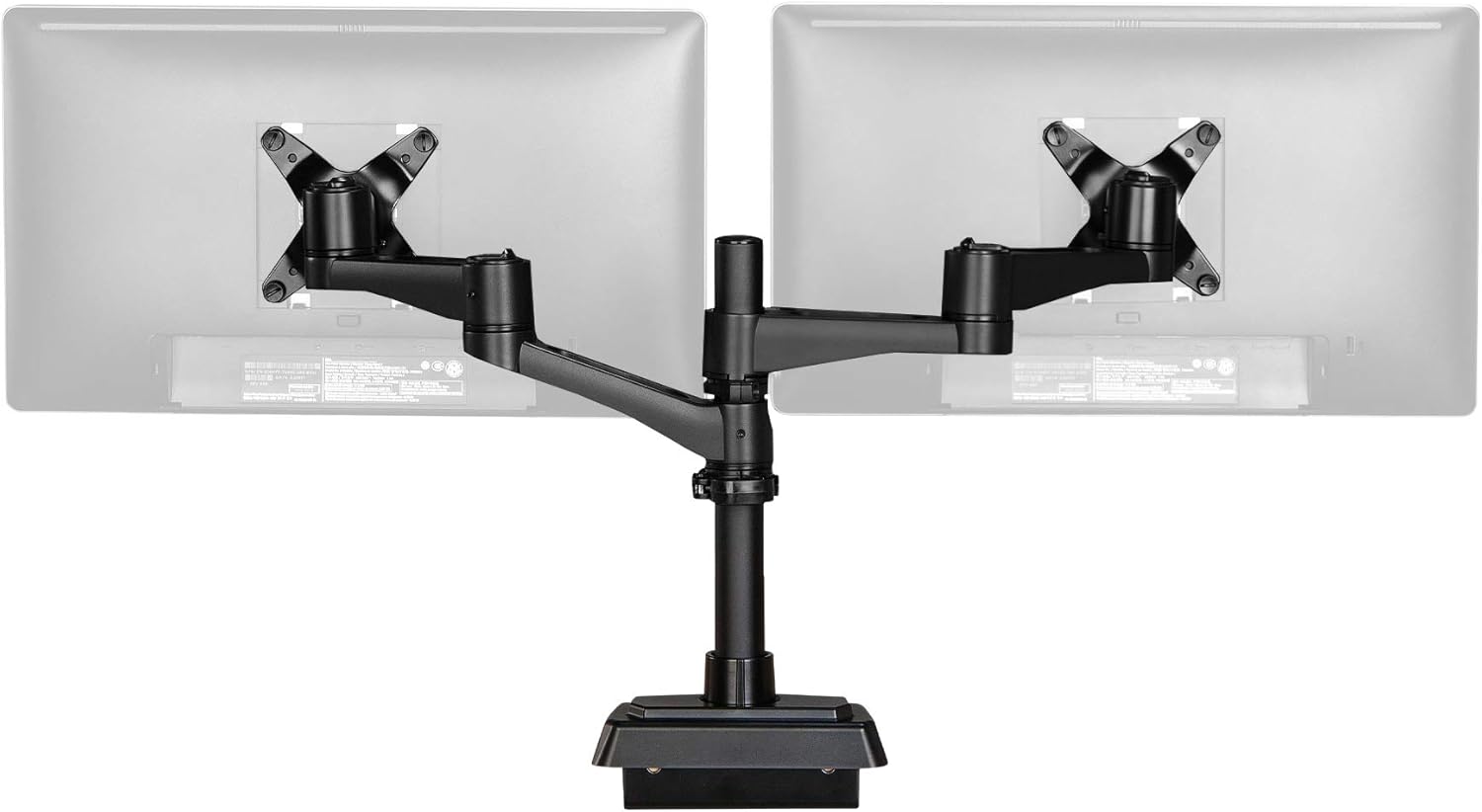 Vari Brazo de monitor dual de 180 grados, soporte para monitor VESA con ajuste de 180 grados, monitores de hasta 27 pulgadas, 19.8 libras, brazos