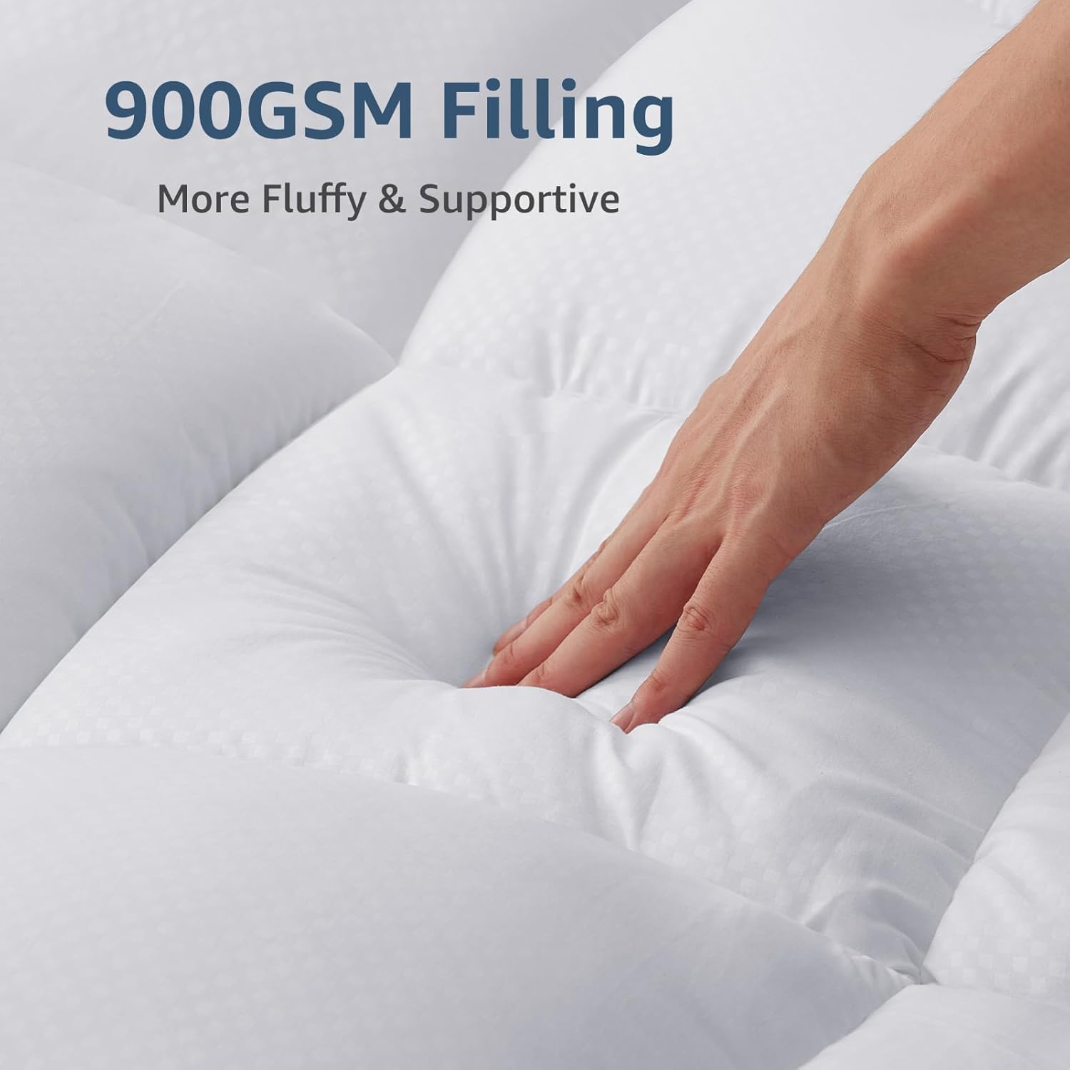 CozyLux Cubrecolchón tamaño matrimonial, 900GSM, extra grueso, para aliviar el dolor de espalda, funda de colchón de felpa con relleno alternativo