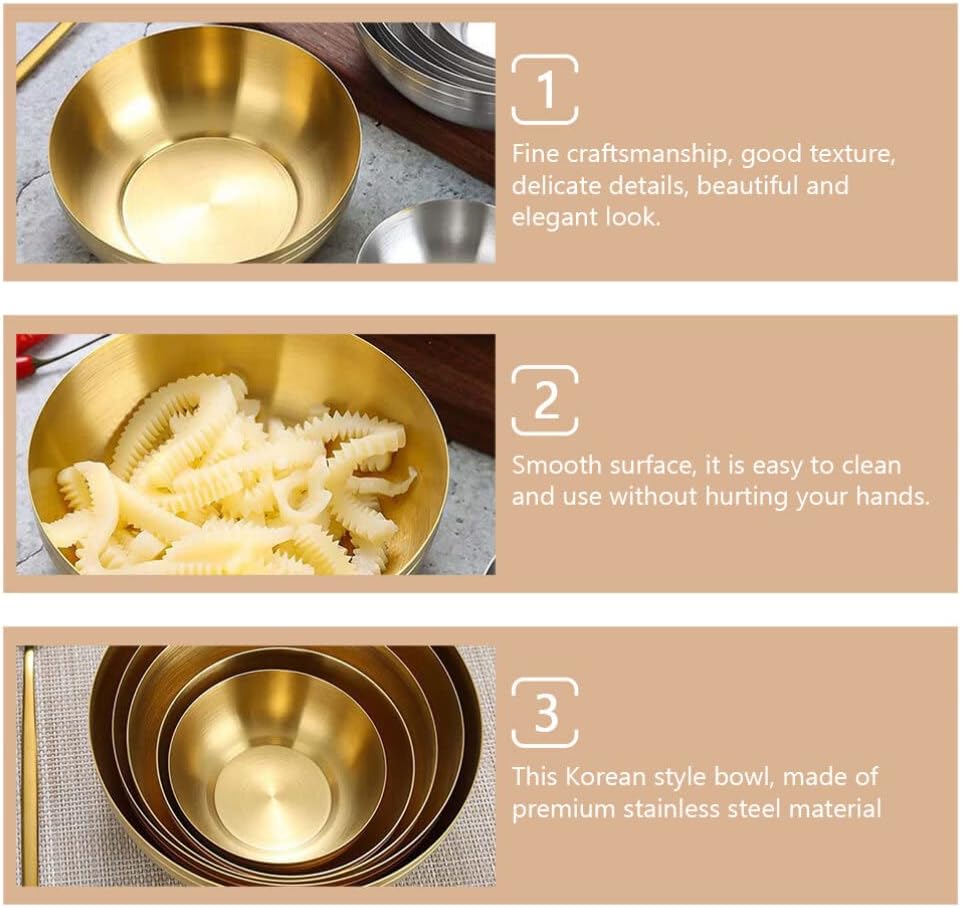 Udon – Tazón de fideos de acero inoxidable, cuenco aislado para sopa para cereales, helado, fideos de arroz, ensalada, cuencos de sopa dorados de