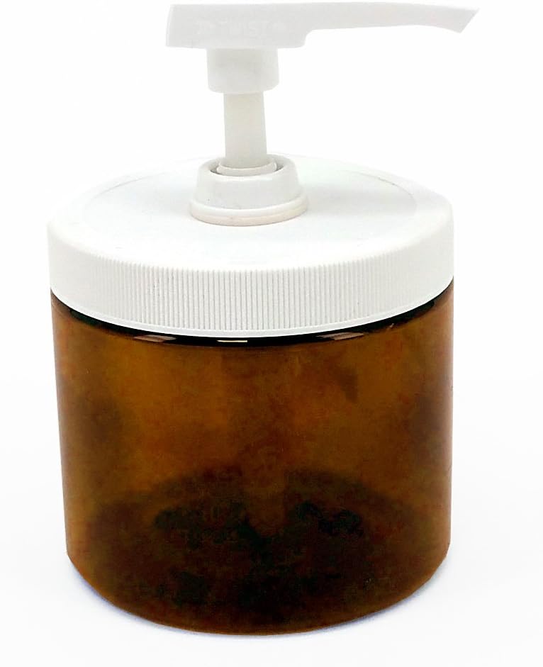 Tarro de bomba de aceite de masajelocióncrema vacío transparente de 16 oz con tapa de giro de bloqueo – ámbar