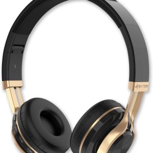 Aduro Resonance Auriculares inalámbricos con micrófono plegables sobre la oreja con micrófono auriculares inalámbricos recargables – negrodorado Aduro Resonance Auriculares inalámbricos con micrófono plegables sobre la oreja con micrófono auriculares inalámbricos recargables – negrodorado