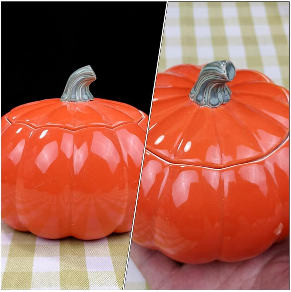 Kichvoe Latas de té chino, tarro de calabaza de Halloween, tarro de cerámica para almacenamiento de alimentos, recipiente de cocina de porcelana,