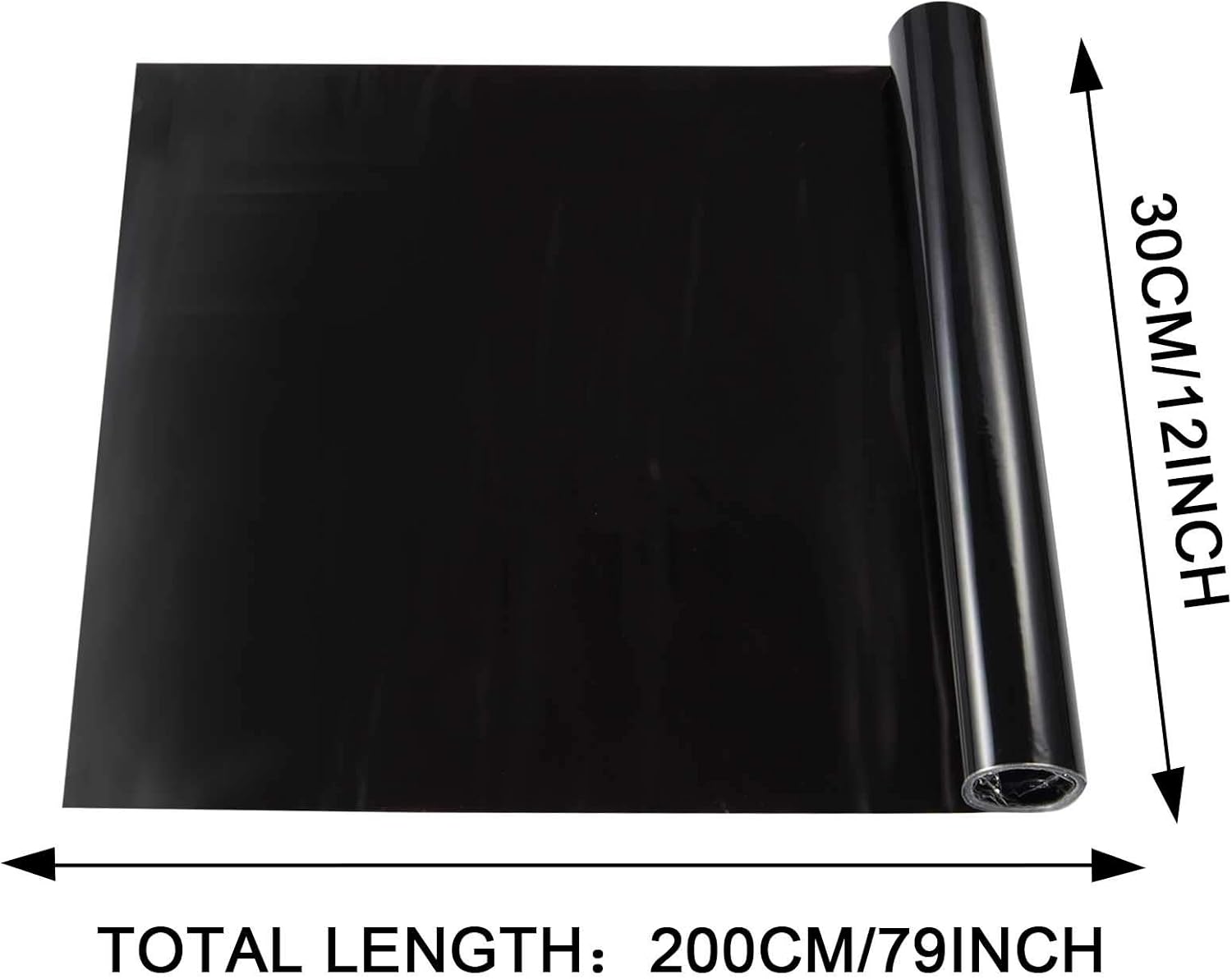 TOMALL Película de vinilo negro oscuro de 78.7 x 12 pulgadas para faros delanteros de automóvil, luces antiniebla, calcomanías autoadhesivas para