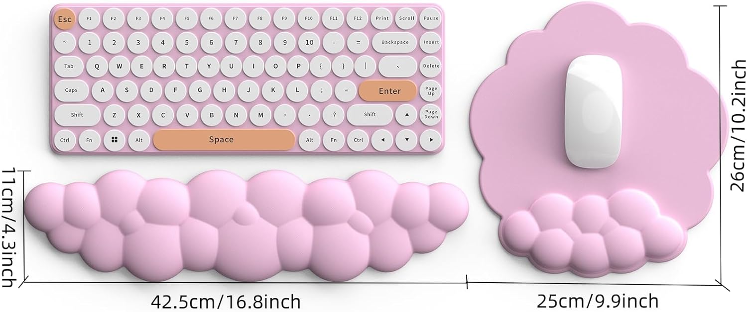 Reposamuñecas para teclado, alfombrilla para mouse con reposamuñecas, reposamuñecas de espuma viscoelástica, soporte de muñeca de diseño ergonómico
