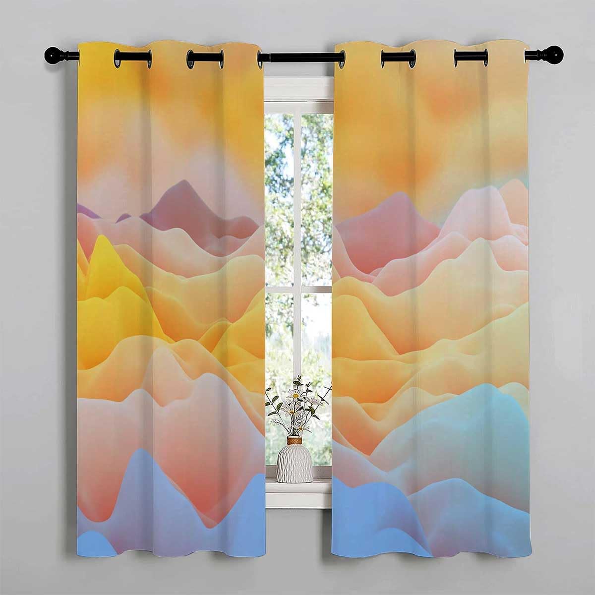 YANFENQI Cortinas Blackout para Habitacion Multicolor Dreamy Clouds Gradient Modern Curtains for Doorways Blackout Material 55Inch Width by 45Inch